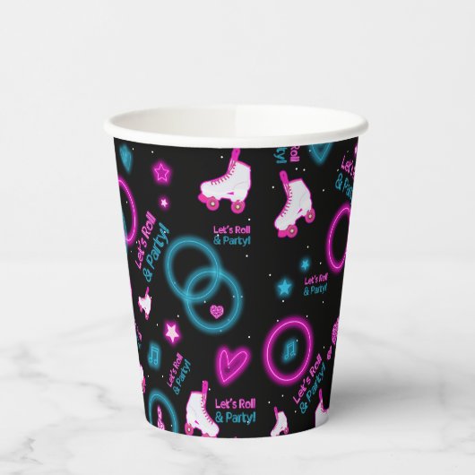 Gobelets En Papier Neon Glow Roller Skating Roll Motif (Gauche)
