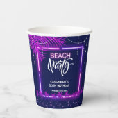 Gobelets En Papier Neon Lights Palm Beach Night Party Anniversaire (Verso)