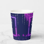 Gobelets En Papier Neon Lights Palm Beach Night Party Anniversaire (Gauche)
