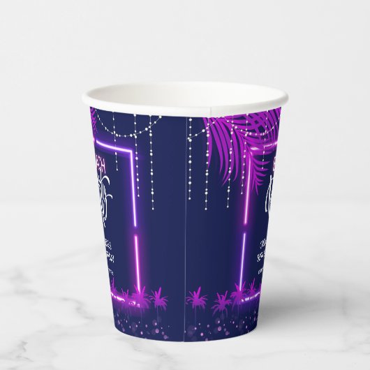 Gobelets En Papier Neon Lights Palm Beach Night Party Anniversaire (Droite)