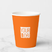 Gobelets En Papier Neon orange - ajoutez votre logo (Recto)
