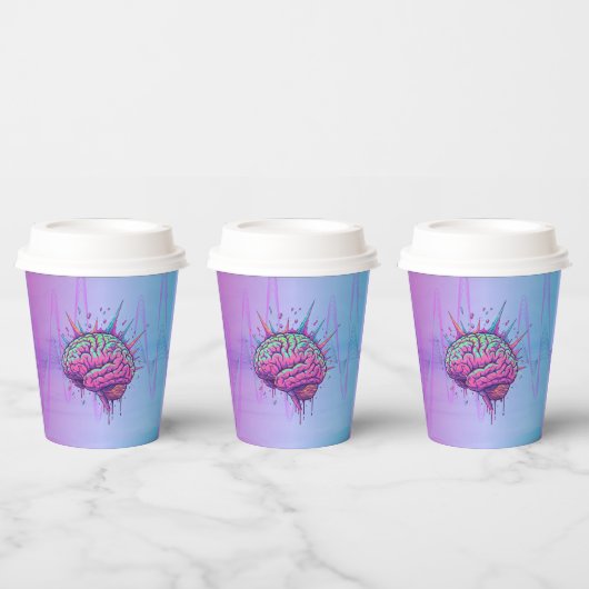 Gobelets En Papier Neon Pink Brain Paper Cups (Multi)