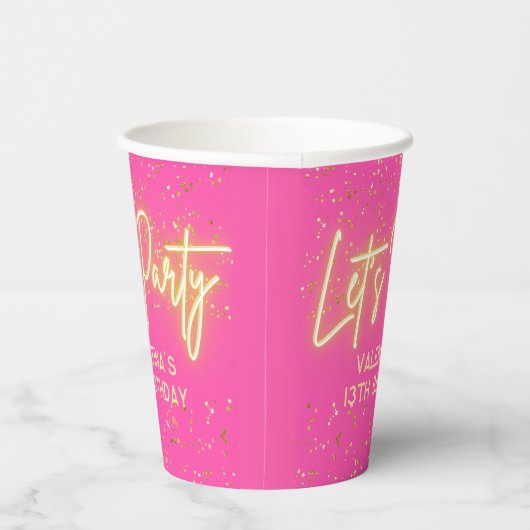 Gobelets En Papier Neon rose chaud brillant Fêtons Parties scintillan (Droite)
