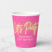 Gobelets En Papier Neon rose chaud brillant Fêtons Parties scintillan (Recto)