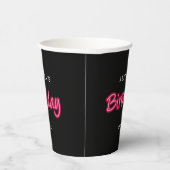 Gobelets En Papier Neon rose et noir Fille de fête d'anniversaire (Droite)