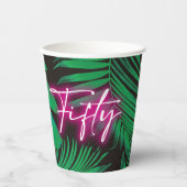 Gobelets En Papier Neon rose Tropical branché 50e anniversaire (Recto)
