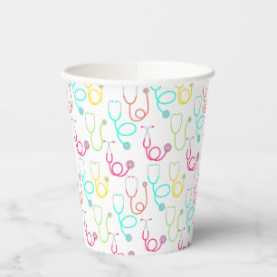 Gobelets En Papier Neon Stethoscope Motif