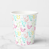 Gobelets En Papier Neon Stethoscope Motif (Recto)