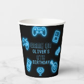 Gobelets En Papier Neon Toute année jeux vidéo anniversaire (Recto)