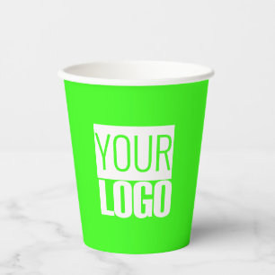 Gobelets En Papier néon vert - ajouter des tasses en papier en gras