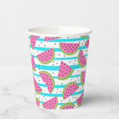 Gobelets En Papier Neon Watermelon on sur Stripes Motif (Gauche)