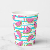 Gobelets En Papier Neon Watermelon on sur Stripes Motif (Droite)