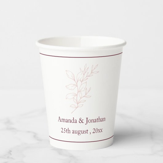 Gobelets En Papier Nettoyer la feuille blanche et rose simple | Maria (Gauche)