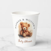 Gobelets En Papier Neutral Teddy Bear Baby Shower (Recto)