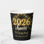 Gobelets En Papier New Year's Eve 2026 Party Gold & Black (Recto)
