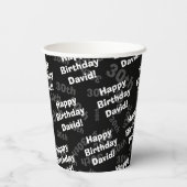 Gobelets En Papier N'importe quel âge et nom anniversaire heureux per (Verso)