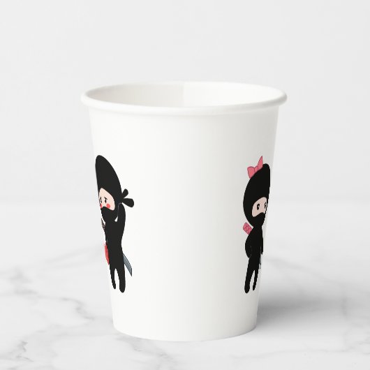 Gobelets En Papier Ninja Pair, un garçon et une fille (Gauche)