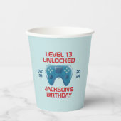 Gobelets En Papier Niveau du jeu vidéo Ado déverrouillé fête d'annive (Recto)