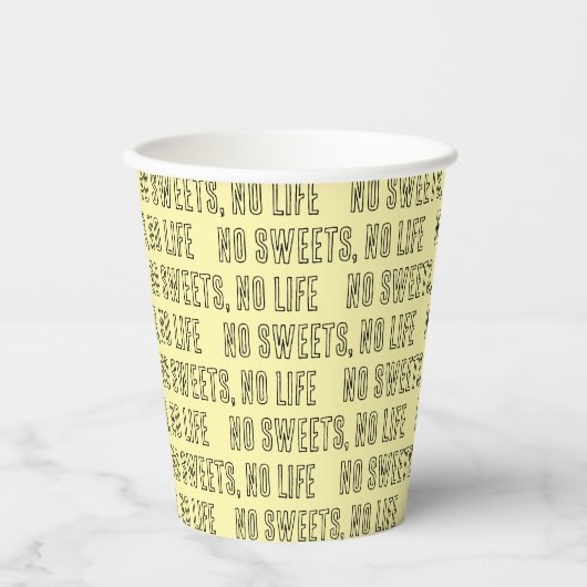GOBELETS EN PAPIER NO SWEETS, NO LIFE イエロー (Recto)