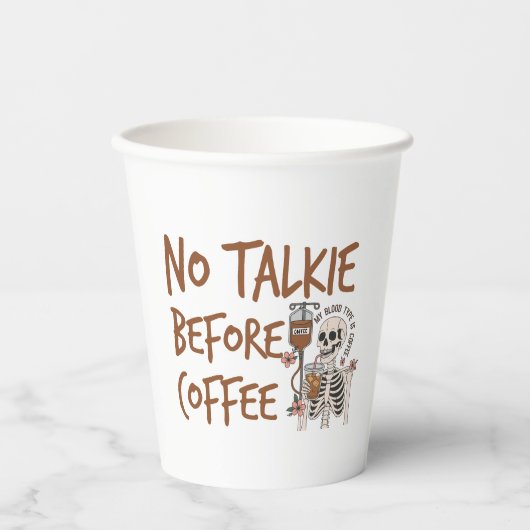 Gobelets En Papier No Talkie Before Coffee funny cat lover gift (Recto)