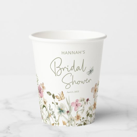 Gobelets En Papier Noce de Printemps aux Fleurs Sauvages (Recto)