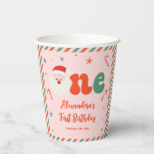 Gobelets En Papier Noël 1er anniversaire Fille de fête (Verso)