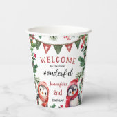 Gobelets En Papier Noël 2 Anniversaire Mignonne d'hiver (Verso)