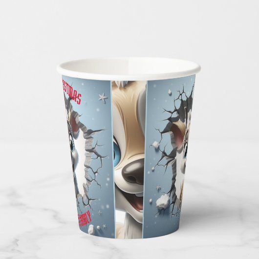 Gobelets En Papier Noël 3D Bébé Bébé Reindeer (Gauche)