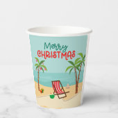 Gobelets En Papier Noël à la plage (Verso)