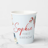 Gobelets En Papier Noël Aquarelle hiver Première fête d'anniversaire (Gauche)