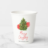 Gobelets En Papier Noël Arbre Élégant Rouge Blanc Fête (Recto)
