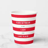 Gobelets En Papier Noël Au Cabine Red Nautical Stripe Lake (Recto)