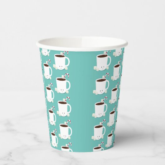 Gobelets En Papier Noël au chocolat chaud Motif turquoise (Gauche)