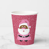 Gobelets En Papier Noël au Père Noël afro-américain rose mignon (Recto)