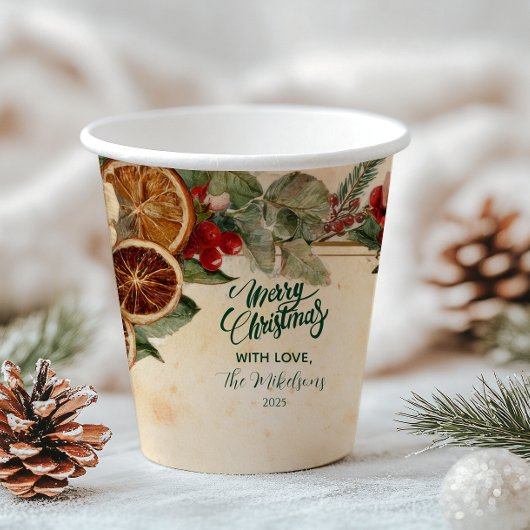 Gobelets En Papier Noël aux oranges et fruits secs rustiques