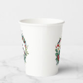 Gobelets En Papier Noël Berries Wreath Joyeux Noël Typographie (Droite)