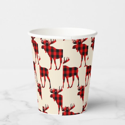 Gobelets En Papier Noel Buffalo Moose Plaid (Droite)