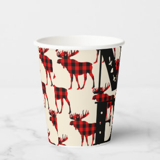 Gobelets En Papier Noel Buffalo Moose Plaid
