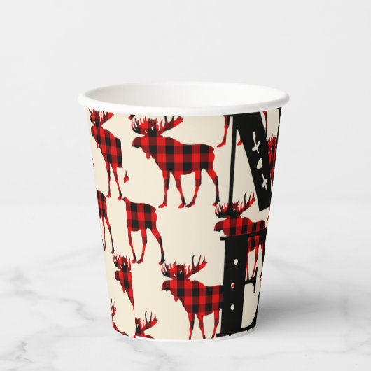 Gobelets En Papier Noel Buffalo Moose Plaid (Recto)