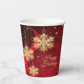 Gobelets En Papier Noël cadeau Red Golden Snowflakes Holiday (Verso)