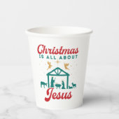 Gobelets En Papier Noël, c'est la scène de la Nativité Jésus (Recto)