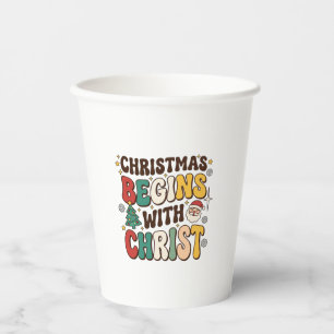 Gobelets En Papier Noël Commence Avec Le Christ Décoration d'Arbre de