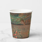 Gobelets En Papier Noël Conifères rustiques Bois de pin (Recto)