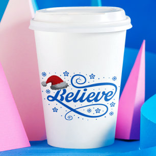Gobelets En Papier Noël Croire Père Noël - Père Noël Bleu