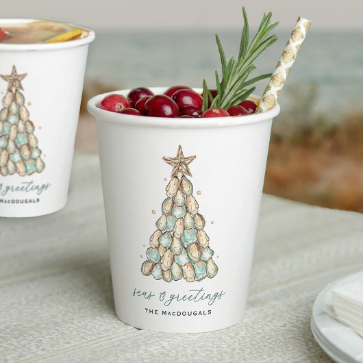 Gobelets En Papier Noël de coquilles d'huitres côtières