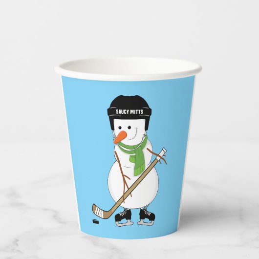 Gobelets En Papier Noël de Hockey Snowman (Recto)