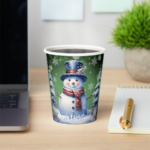 Gobelets En Papier Noël de la forêt d'hiver   Green