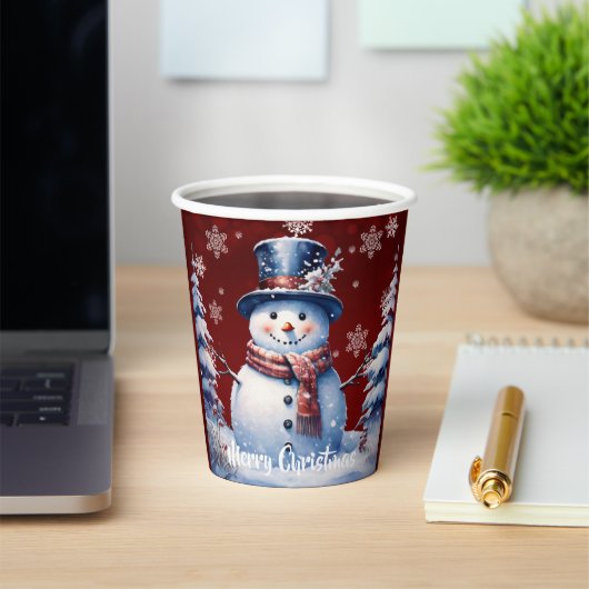 Gobelets En Papier Noël de la forêt d'hiver | Red (Insitu)