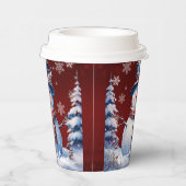 Gobelets En Papier Noël de la forêt d'hiver | Red (Droite)