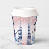 Gobelets En Papier Noël de la forêt d'hiver | Rose (Droite)